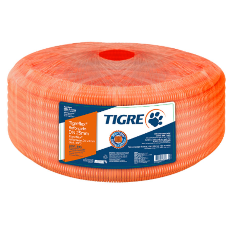 Eletroduto Corrugado Reforçado Tigreflex 3/4 Laranja