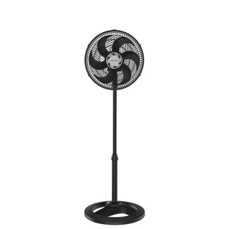 Ventilador de Coluna Preto 30cm Turbo 6 Pás Oscilante Ventisol